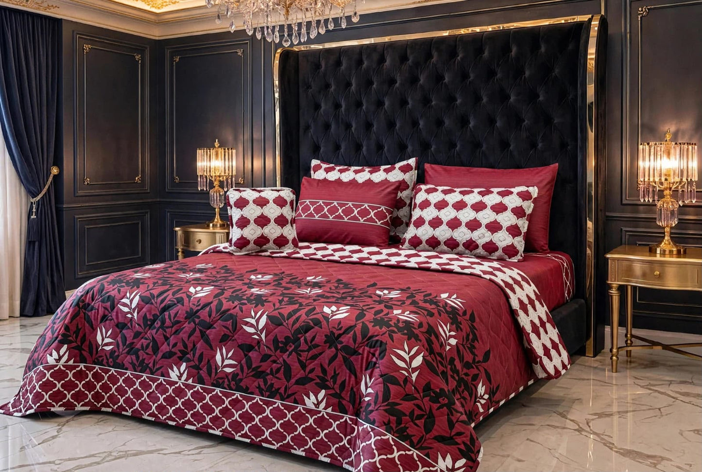 7Pc Printed Comforter Set