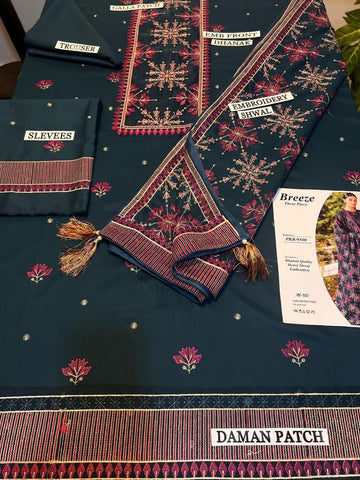 Breeze Three Piece Dhanak  shwal Embroidery