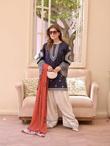 Rangrez – Heavy Embroidered 3-Piece Suit (UNStitched) FT-09