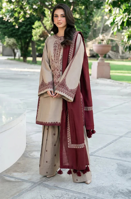 Baroque - Winter 3PC Dhanak Embroidered Suit -