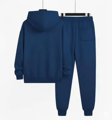 2 Pcs Men's Polyester Printed Hoodie Track Suit