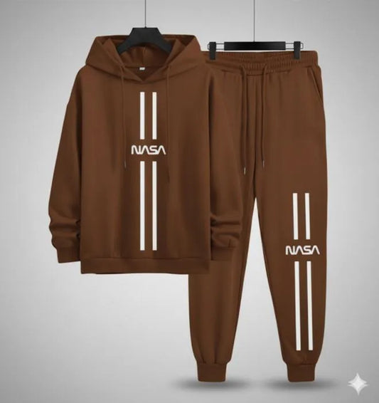 2 Pcs Men's Polyester Printed Hoodie Track Suit