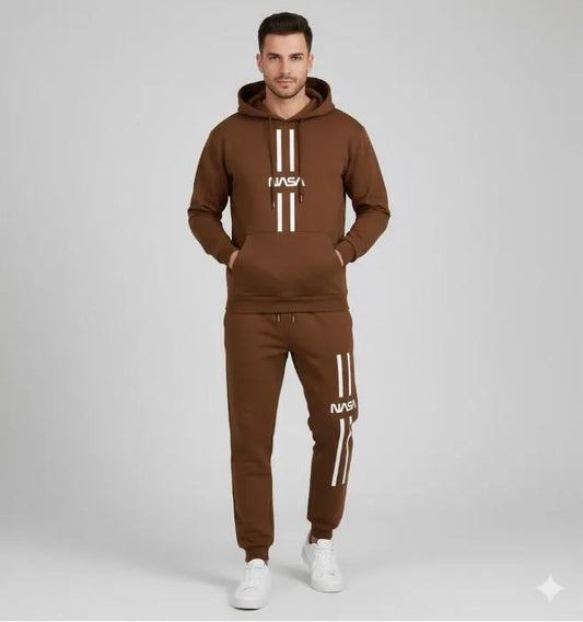 2 Pcs Men's Polyester Printed Hoodie Track Suit