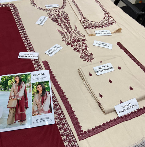 FLORAL -Dhanak 3Pc Embroidered
