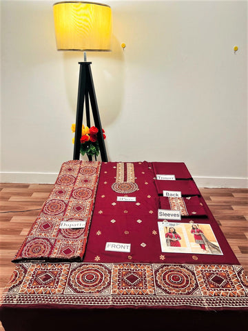 Fully Embroidered 3PC Dress With Dhanak Heavy EMB Shawl - W4