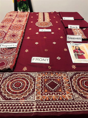Fully Embroidered 3PC Dress With Dhanak Heavy EMB Shawl - W4