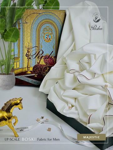 Pasha Microfiber Boski - Rich Cream and offwhite Unstitched Suit
