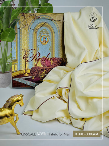 Pasha Microfiber Boski - Rich Cream and offwhite Unstitched Suit