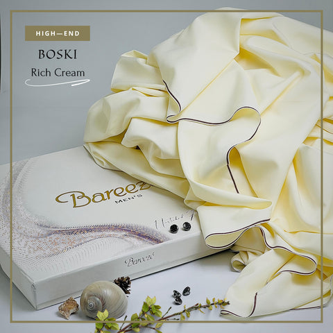 Breeze Men Microfiber Boski - Rich Cream Unstitched Suit