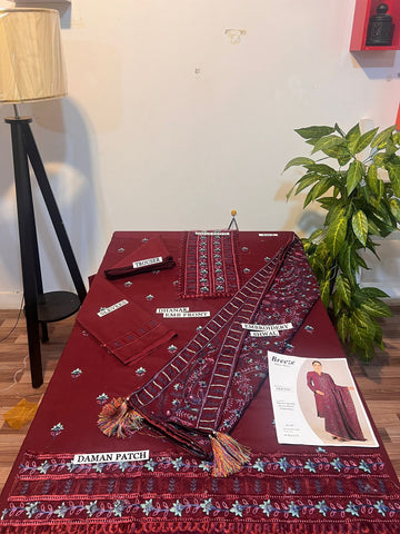 Fully Embroidered 3PC Dress With Heavy EMB Shawl - W20