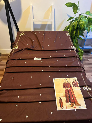 Fully EMB 3PC Dhanak Unstitched Winter Dress With EMB Shawl - W103