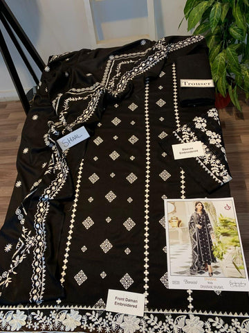 EMB 3PC Dhanak Unstitched Winter Dress With EMB Shawl- W116