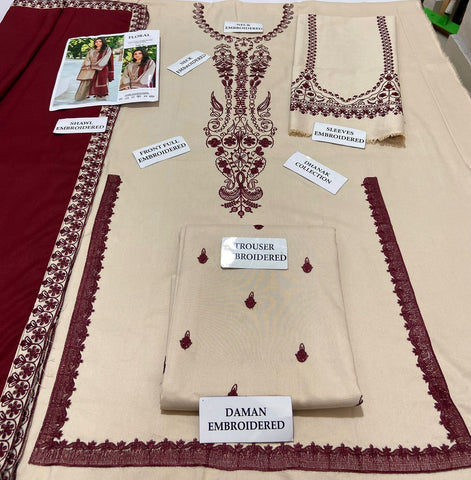 FLORAL -Dhanak 3Pc Embroidered