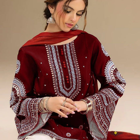 Rangrez – Heavy Embroidered 3-Piece Suit (UNStitched) FT-10