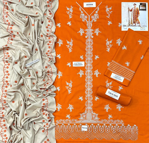 Cappuccino EMBROIDERED DHANAK UNSTITCHED AS_38