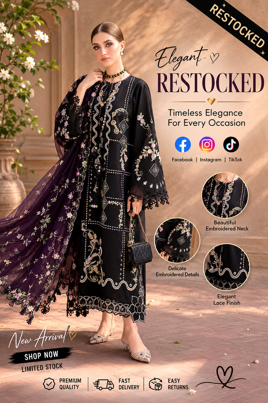 Crimson Lawn Chikankari Embroidered 3 Piece