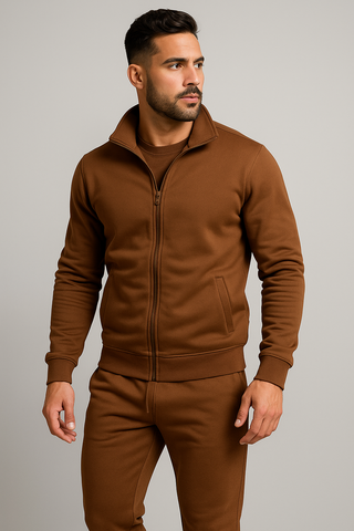 2pcs Men's Fleece Plain Zipper Track Suit