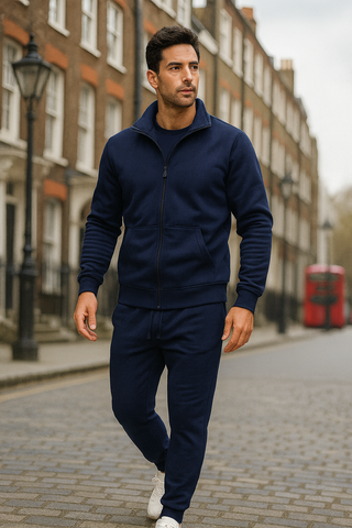 2pcs Men's Fleece Plain Zipper Track Suit