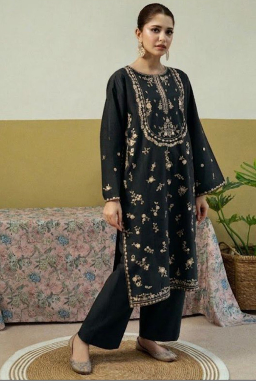 Embroidered 2Pc Lawn Unstitched Summer Dress - DE-1141B