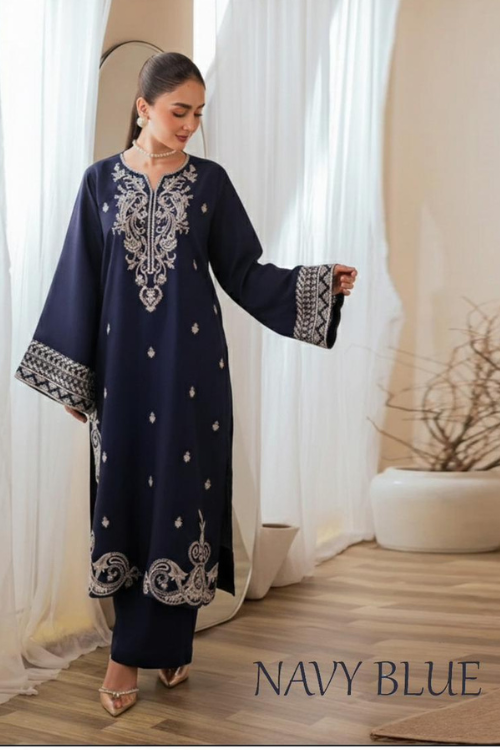 Embroidered 2Pc Lawn Unstitched Summer Dress - DE-1115BL