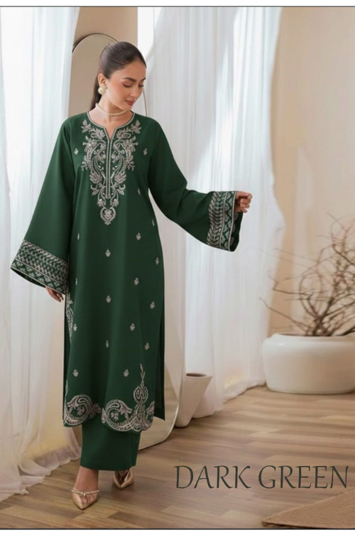 Embroidered 2Pc Lawn Unstitched Summer Dress - DE-1115GR